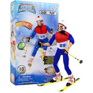 Click N Play CNP30602 Sports & Adventure Skiing 12 Action Figure Play Set with Accessories, 12 inches, Brown/A