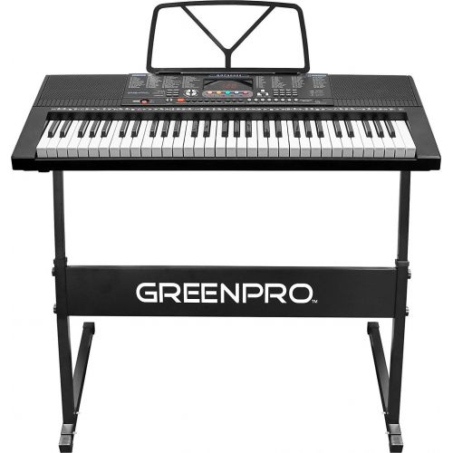  Click N Play GreenPro 61 Key Portable Electronic Piano Keyboard LED Display with Adjustable Stand and Music Notes Holder