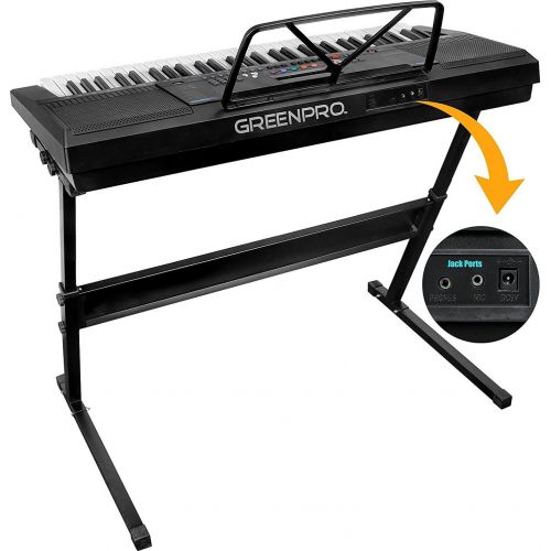  Click N Play GreenPro 61 Key Portable Electronic Piano Keyboard LED Display with Adjustable Stand and Music Notes Holder