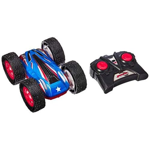  Click N Play Remote Control RC Double Sided Superior Stunt Race Car, Flashing Lights, Spins 360°.