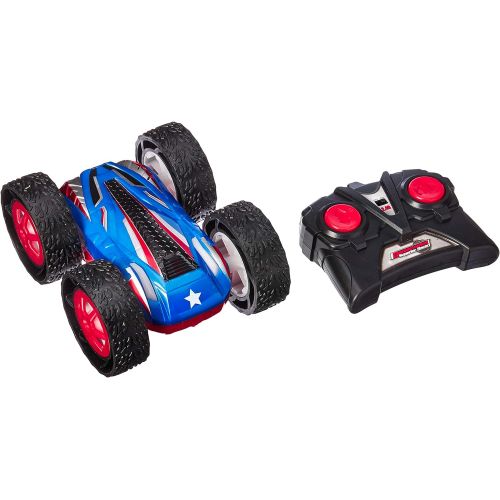  Click N Play Remote Control RC Double Sided Superior Stunt Race Car, Flashing Lights, Spins 360°.
