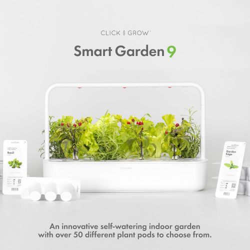  Visit the Click and Grow Store Click and Grow Smart Garden 9 Indoor Home Garden (Includes 3 Mini Tomato, 3 Basil and 3 Green Lettuce Plant pods), White