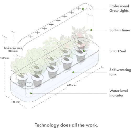  Visit the Click and Grow Store Click and Grow Smart Garden 9 Indoor Home Garden (Includes 3 Mini Tomato, 3 Basil and 3 Green Lettuce Plant pods), Gray