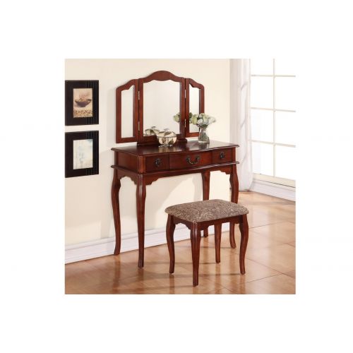  Click2go Enchanting Cherry Vanity Set with Oval Mirror and Matching Stool