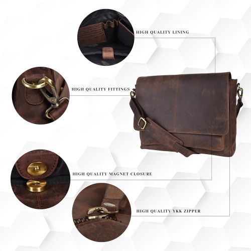  [아마존베스트]Clifton Heritage Leather Messenger Bag Locking Laptop Briefcase For Men Adjustable Satchel Handle