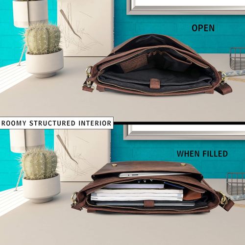  [아마존베스트]Clifton Heritage Leather Messenger Bag Locking Laptop Briefcase For Men Adjustable Satchel Handle