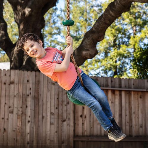  [아마존 핫딜]  [아마존핫딜]LAEGENDARY Climbing Rope Tree Swing with Platforms and Disc Swings Seat - Playground Swingset Outdoor Accessories for Kids - Trees House Tire Flying Saucer Swing Outside Toys - Bonus Carabine