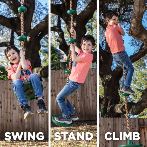  [아마존 핫딜]  [아마존핫딜]LAEGENDARY Climbing Rope Tree Swing with Platforms and Disc Swings Seat - Playground Swingset Outdoor Accessories for Kids - Trees House Tire Flying Saucer Swing Outside Toys - Bonus Carabine