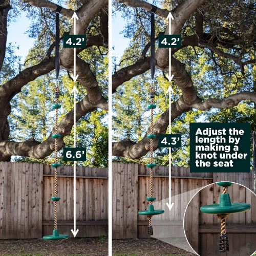  [아마존 핫딜]  [아마존핫딜]LAEGENDARY Climbing Rope Tree Swing with Platforms and Disc Swings Seat - Playground Swingset Outdoor Accessories for Kids - Trees House Tire Flying Saucer Swing Outside Toys - Bonus Carabine