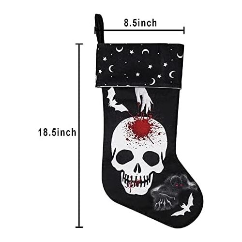  Clobeau Halloween Stocking Hanging Socks Trick or Treat Bag Skeleton Skull Stockings Home Decor Fireplace Ornaments Festival Christmas Party Halloween Hanging Bags Xmas Tree Decor Party Fa