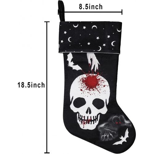  Clobeau Halloween Stocking Hanging Socks Trick or Treat Bag Skeleton Skull Stockings Home Decor Fireplace Ornaments Festival Christmas Party Halloween Hanging Bags Xmas Tree Decor Party Fa