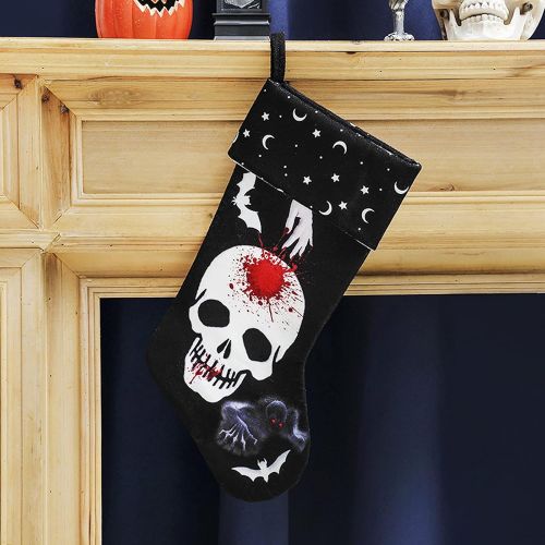  Clobeau Halloween Stocking Hanging Socks Trick or Treat Bag Skeleton Skull Stockings Home Decor Fireplace Ornaments Festival Christmas Party Halloween Hanging Bags Xmas Tree Decor Party Fa