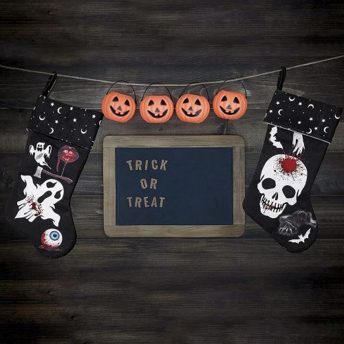  Clobeau Halloween Stocking Hanging Socks Trick or Treat Bag Skeleton Skull Stockings Home Decor Fireplace Ornaments Festival Christmas Party Halloween Hanging Bags Xmas Tree Decor Party Fa