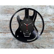 ClocksyShop Guitar Wall Clock Electric Guitar Gift For Him Home Decoration Vintage Vinyl Record