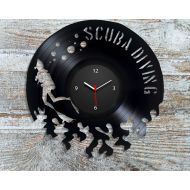 ClocksyShop Scuba Diving Art Vinyl Record Clock Diving Wall Art Modern Wall Clock Diving Decor