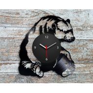 ClocksyShop Baby Bear Vinyl Record Clock Teddy Bear Handmade Clock Animal Wall Art Little Bear