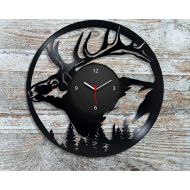 ClocksyShop Deer Wall Decor Vinyl Record Clock Nursery Deer Decor Modern Wall Clock Nature Decor