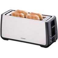 Cloer 3579 King-Size Toaster fuer 4 XXL Scheiben/Check-Funktion/Edelstahlgehause / 1500 Watt/schwarz Kunststoff