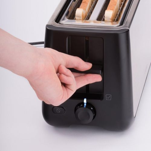  Cloer 3579 King-Size Toaster fuer 4 XXL Scheiben/Check-Funktion/Edelstahlgehause / 1500 Watt/schwarz Kunststoff