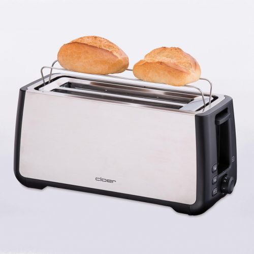  Cloer 3579 King-Size Toaster fuer 4 XXL Scheiben/Check-Funktion/Edelstahlgehause / 1500 Watt/schwarz Kunststoff