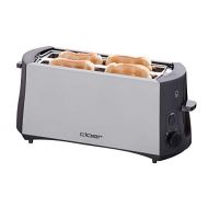 Cloer 3410 Toaster / 825 W / fuer 2 Toastscheiben / integrierter Broetchenaufsatz / Nachhebevorrichtung / Kruemelschublade / mattiertes warmeisoliertes Metallgehause