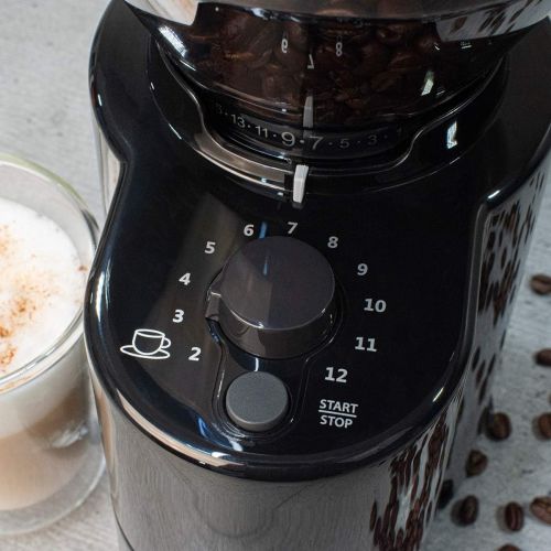  Cloer cloer 7520 elektrische Kaffeemuehle mit Kegelmahlwerk fuer 2-12 Tassen und 300 g Kaffeebohnen, 150 W, Verstellbarer Mahlgrad, schwarz