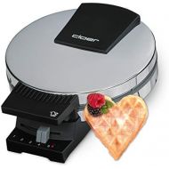 Cloer 185 Waffelautomat fuer kuchenartige Waffeln / 930 W/Waffelgroesse 16 cm/schwere Backplatten/optische und akustische Fertigmeldung/Edelstahlgehause, Edelstahl, Schwarz, Silber