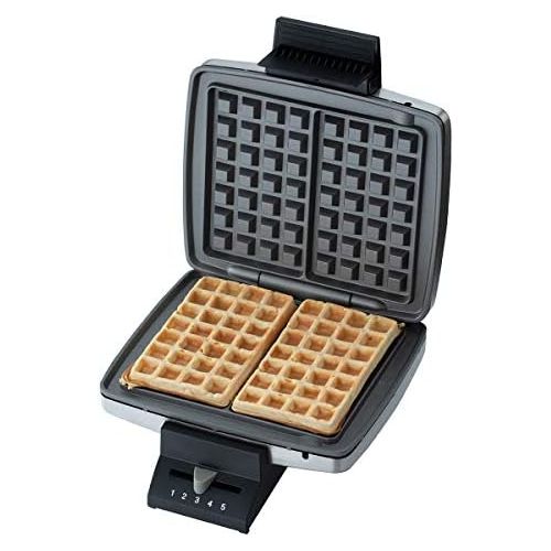  Cloer 1445 Bruesseler Waffelautomat fuer traditionelle Belgische Waffeln / 1,7 cm dick / 930 W / Backampel / mattiertes Edelstahlgehause