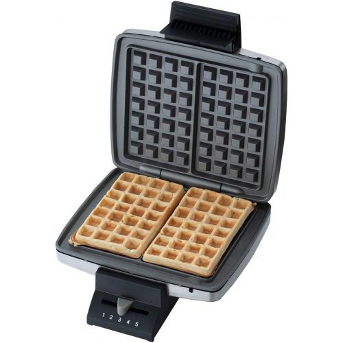  Cloer 1445 Bruesseler Waffelautomat fuer traditionelle Belgische Waffeln / 1,7 cm dick / 930 W / Backampel / mattiertes Edelstahlgehause