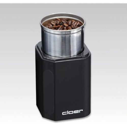  Cloer 7580 Elektrische Kaffeemuehle / 200 W / fuer 70 g Kaffeebohnen / abnembarer Edelstahlbehalter / schwarz