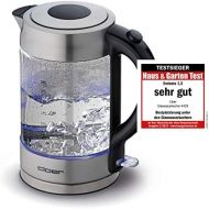 Cloer 4429 Glas Wasserkocher/Testsieger Haus und Garten 02.2019/2200 Watt/LED-Beleuchtung/verriegelter Sicherheitsdeckel/verdecktes Heizelement / 1,7 Liter/Edelstahl, 1.7 liters