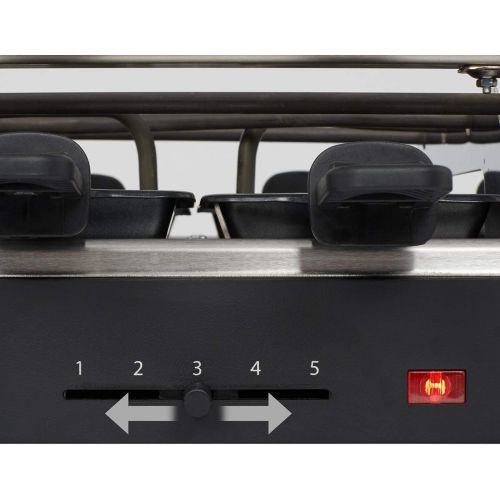  [아마존베스트]Cloer 6446 Raclette Grill with Die-Cast Aluminium Grill Plate That Can be Used on Both Sides plus 8 Non-Stick Raclette Pans, 1200 W, Black