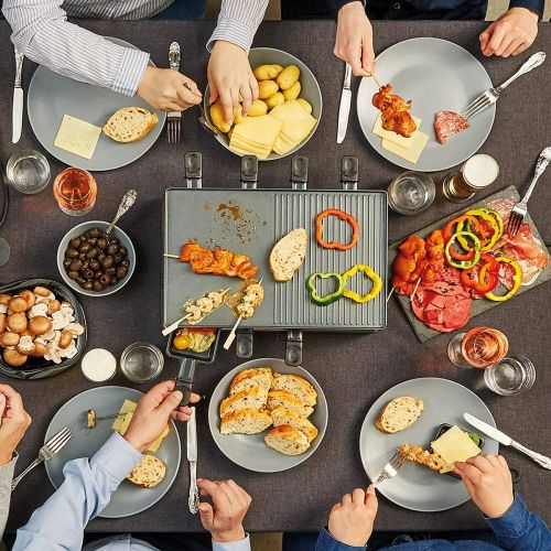  [아마존베스트]Cloer 6446 Raclette Grill with Die-Cast Aluminium Grill Plate That Can be Used on Both Sides plus 8 Non-Stick Raclette Pans, 1200 W, Black