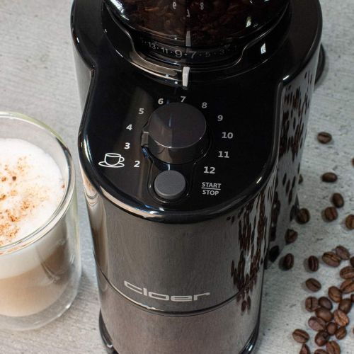  [아마존베스트]cloer Electric Coffee Grinder with Conical Grinder, for 2-12 Cups and 300g Coffee Beans, 150 W, Adjustable Grinding