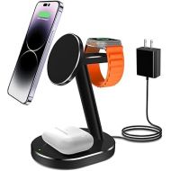 Aluminum Alloy 3 in 1 Wireless Charger Stand, 18W MagSafe Charging Station for iPhone 15 14 13 12 Series, Apple Watch 9/8/Ultra/7/6/SE/5/4/3/2, AirPods (with QC 3.0 Adapter)