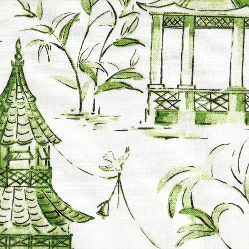  Close to Custom Linens Pagodas Jade Green & Gray Oriental Toile 90 Round Tablecloth Linen Blend