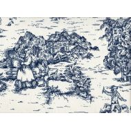 Close to Custom Linens French Country Toile Nautical Blue 72 Round Tablecloth Cotton