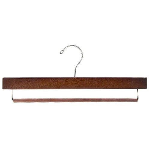  ClosetHangerFactory Walnut & Chrome Pant Hanger w/ Non-Slip Bar [ Bundle of 25 ]