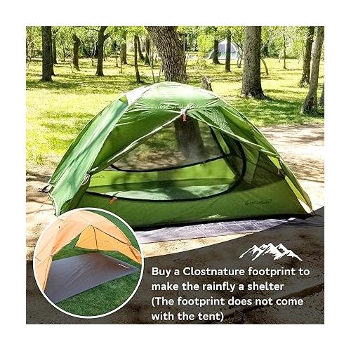 Clostnature 1-Person Tent for Backpacking - Ultralight One Person Backpacking Tent, Hiking Tent for One Man, Solo, Single Person