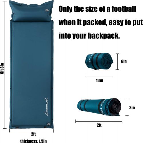  Clostnature Self Inflating Sleeping Pad for Camping - 1.5 Inch Camping Pad, Lightweight Inflatable Camping Mattress Pad, Insulated Foam Sleeping Mat for Backpacking, Tent, Hammock