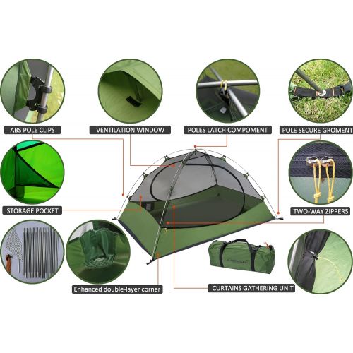  Clostnature Lightweight Backpacking Tent - 3 Season Ultralight Waterproof Camping Tent, Large Size Easy Setup Tent for Family, Outdoor, Hiking and Mountaineering