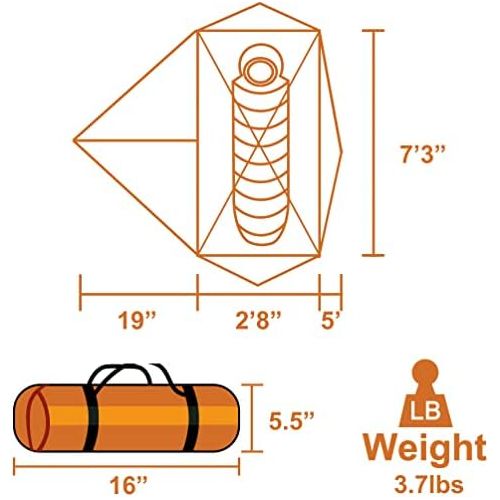  Clostnature 1-Person Tent for Backpacking - Ultralight One Person Backpacking Tent, Hiking Tent for One Man, Solo, Single Person