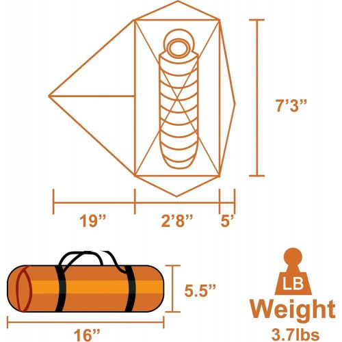  Clostnature 1-Person Tent for Backpacking - Ultralight One Person Backpacking Tent, Hiking Tent for One Man, Solo, Single Person