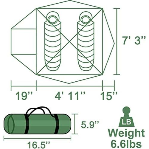  Clostnature Lightweight 2-Person Backpacking Tent - 4 Season Ultralight Waterproof Camping Tent, Large Size Easy Setup Tent for Winter, Cold Weather, Family, Outdoor, Hiking and Mo