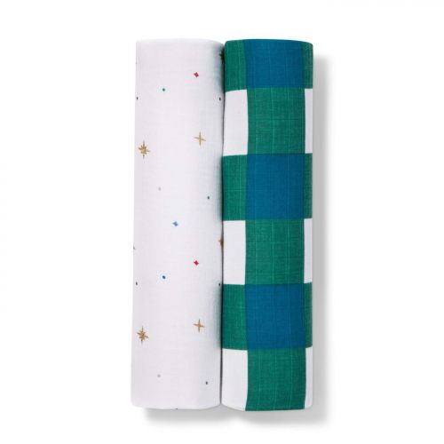  Muslin Swaddle Blankets 2pk - Cloud Island Green