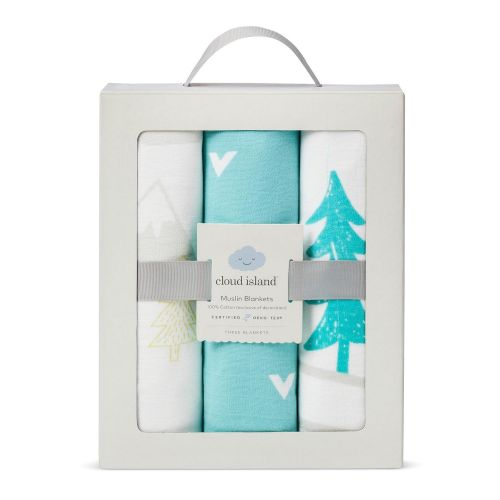  Muslin Swaddle Blankets Adventure Awaits 3pack - Cloud Island - Light Blue