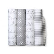 Flannel Receiving Baby Blankets Two by Two 4pack - Cloud Island - Gray