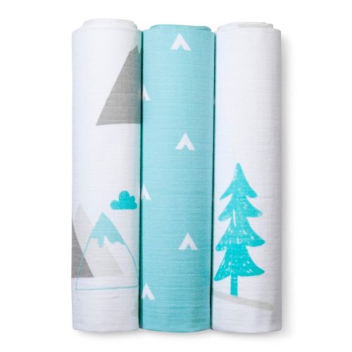  Muslin Swaddle Blankets Adventure Awaits 3pack - Cloud Island - Light Blue