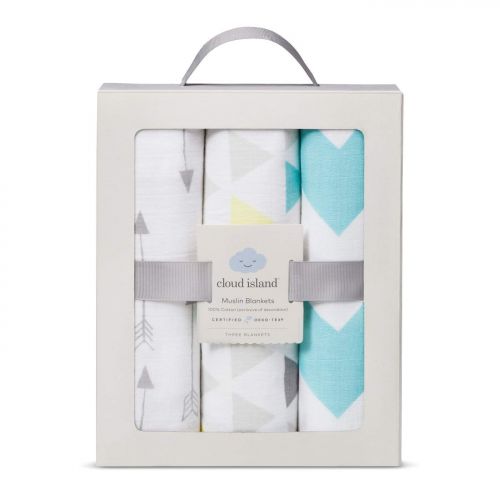  Muslin Swaddle Blankets Triangles 3pk - Cloud Island Gray