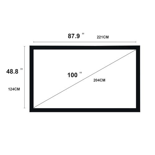  Cloud Mountain 100 16:9 HD Projector Screen Fixed Frame 4K HDTV Multi Aspect Ratio Home Theater